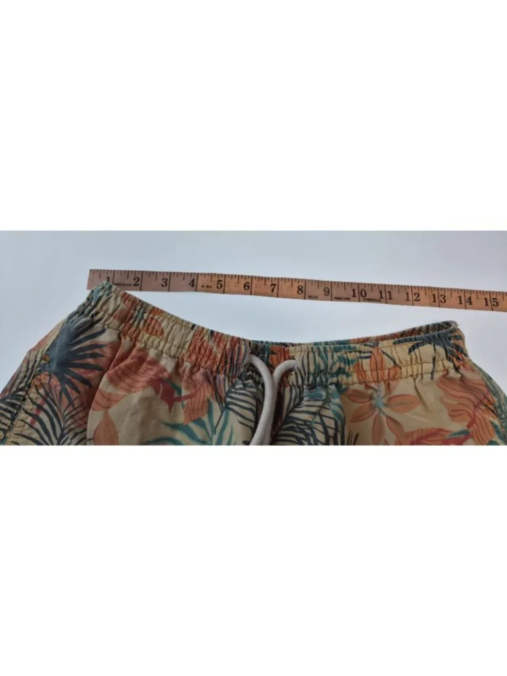 Zara Man Swim Trunks Mens M Tropical Palm Print Mesh Lined Drawstring Beach
